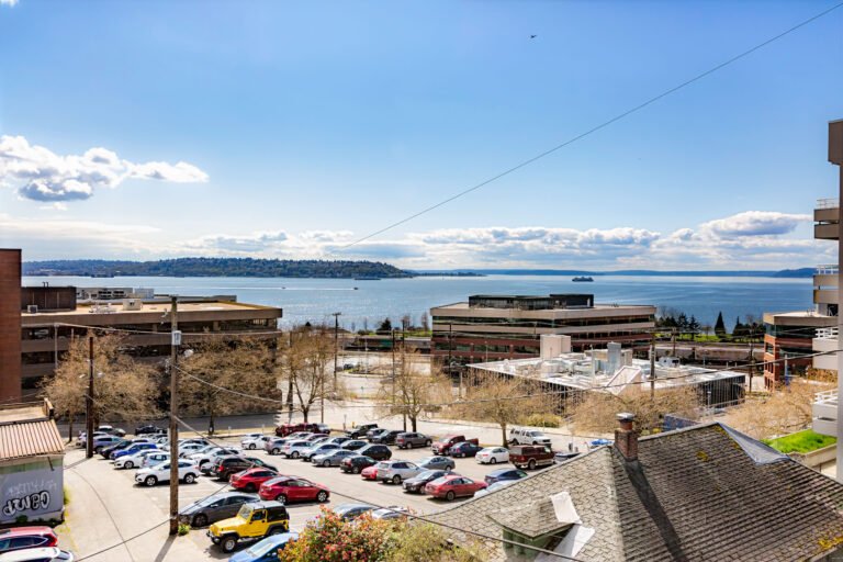 View across Puget Sound from the roof of Massage Reimagined in Lower Queen Anne